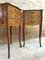 Mid-Century Bedside Tables in French Walnut With Marquetry & Marble Top, Set of 2 2