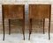 Mid-Century Bedside Tables in French Walnut With Marquetry & Marble Top, Set of 2 12