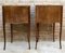 Mid-Century Bedside Tables in French Walnut With Marquetry & Marble Top, Set of 2, Image 12