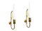 Opaline Glass and Brass Sconces, 1950s, Set of 2, Image 1