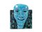 Porte-Masques Mid-Century en Céramique Bleue et Jaune, Set de 2 2
