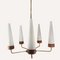 Teak, Brass and Opaline Chandelier by Rupert Nikoll, Austria, 1950s-1960s, Image 7