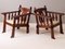 Vintage French Arts & Crafts Style Safari Armchairs in Mahogany, Set of 2 1