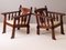 Vintage French Arts & Crafts Style Safari Armchairs in Mahogany, Set of 2, Image 1