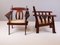 Vintage French Arts & Crafts Style Safari Armchairs in Mahogany, Set of 2 7
