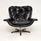 Vintage Danish Leather Swivel Armchair 1