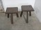 Chestnut Wood Stools, 1950s, Set of 2 7