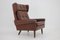 Brown Leather Highback Armchair from Svend Skipper, Denmark, 1960s, Image 2