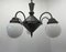 Art Deco Metal and Milk Glass Chandelier, 1930s 9