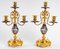 Gilded Bronze and Blue Porcelain Mantel Set, Set of 3 2