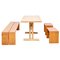 Table and Stools and Bench by Charlotte Perriand for Les Arcs, Set of 4 1
