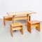 Table and Stools and Bench by Charlotte Perriand for Les Arcs, Set of 4 2