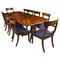 20th Century Twin Pillar Dining Table and Dining Chairs by William Tillman, Set of 11 1