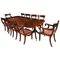 19th Century Twin Pillar Regency Dining Table and William IV Dining Chairs, Set of 11 1