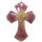 Croix de Jésus Murale Mid-Century en Cuivre Émaillé Rose de Limoges, France 1