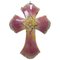 Mid-Century French Wall Jesus Cross in Pink Enameled Copper from Limoges, Image 1