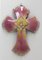 Croix de Jésus Murale Mid-Century en Cuivre Émaillé Rose de Limoges, France 2