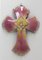 Mid-Century French Wall Jesus Cross in Pink Enameled Copper from Limoges, Image 2