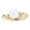 18 Karat Modern Diamond Cultured Pearl Yellow Gold Ring, Image 1