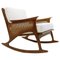 Rocking Chair Mid-Century Moderne en Rotin, 1950s 1