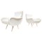 Mid-Century Modern Italian White Boucle Armchairs, 1950s, Set of 2 1