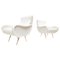Mid-Century Modern Italian White Boucle Armchairs, 1950s, Set of 2, Image 1