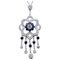 14k White Gold Pendant Necklace with Diamonds and Blue Sapphires 1