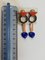 18 Karat Rose Gold Earrings with Diamonds, Coral, Lapis and Sapphires, Set of 2 8