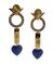 18 Karat Rose Gold Earrings with Diamonds, Coral, Lapis and Sapphires, Set of 2 2