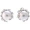 14k White Gold Earrings with Diamonds and Pearls, Set of 2 1
