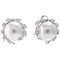 14k White Gold Earrings with Diamonds and Pearls, Set of 2, Image 1