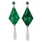 18 Karat White Gold Dangle Earrings with Diamonds, Emeralds, Agate and Coral 1