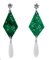 18 Karat White Gold Dangle Earrings with Diamonds, Emeralds, Agate and Coral 2