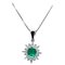 18 Karat White Gold Pendant Necklace with Emerald and Diamonds 1