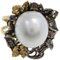 Gold and Silver Ring with Diamonds and Australian Pearl 1