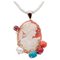 9 Karat Rose Gold Pendant Necklace with Coral, Pearl, Ruby, Turquoise, Garnet and Cameo 1