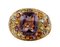 Anello in oro giallo 14 carati con ametista centrale, diamanti, tsavorite, granati e topazio, Immagine 1