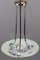 Art Deco French Floral Glass and Chrome Pendant Light from Loys Lucha, 1930s 10