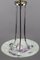 Art Deco French Floral Glass and Chrome Pendant Light from Loys Lucha, 1930s, Image 10