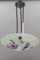 Art Deco French Floral Glass and Chrome Pendant Light from Loys Lucha, 1930s, Image 5