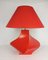 Lampada da tavolo Kostka vintage in ceramica rossa di Y Boudry, Francia, anni '90, Immagine 1
