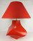 Lampada da tavolo Kostka vintage in ceramica rossa di Y Boudry, Francia, anni '90, Immagine 2