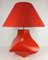 Vintage Kostka Table Lamp in Red Ceramic by Y Boudry, France, 1990s 2