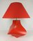 Lampada da tavolo Kostka vintage in ceramica rossa di Y Boudry, Francia, anni '90, Immagine 4