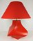 Lampada da tavolo Kostka vintage in ceramica rossa di Y Boudry, Francia, anni '90, Immagine 5