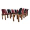 Modell 121 Esszimmerstühle aus rotem & schwarzem Leder von Afra & Tobia Scarpa für Cassina, 1967, 10er Set 2