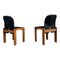 Model 121 Dining Chairs in Walnut & Black Leather by Afra & Tobia Scarpa for Cassina, 1967, Set of 8 8