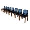 Modell 121 Esszimmerstühle aus Nussholz & Schwarzem Leder von Afra & Tobia Scarpa für Cassina, 1967 8er Set 2