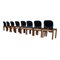 Model 121 Dining Chairs in Walnut & Black Leather by Afra & Tobia Scarpa for Cassina, 1967, Set of 8 3