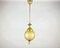 Gilt Brass and Textured Glass Suspended Chandelier 1